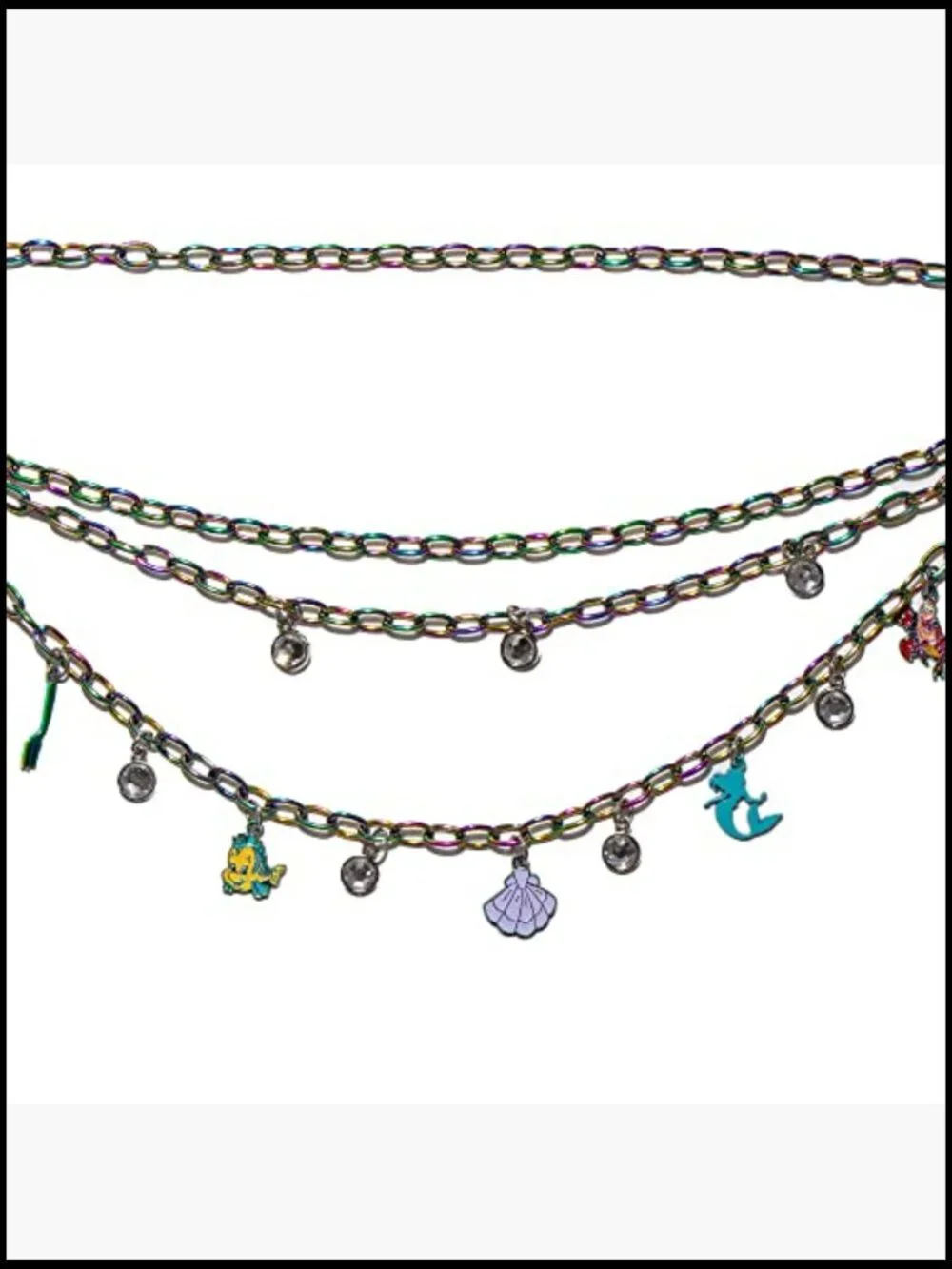 Metal Chain Belt with Enamel Charms and Rhinestones, Adjustable Up to 44.5